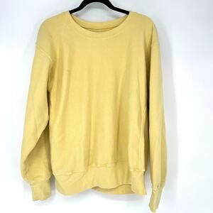 Les Tien Sweatshirt Womens Yellow Terry Cloth Long Sleeve Oversized Medium